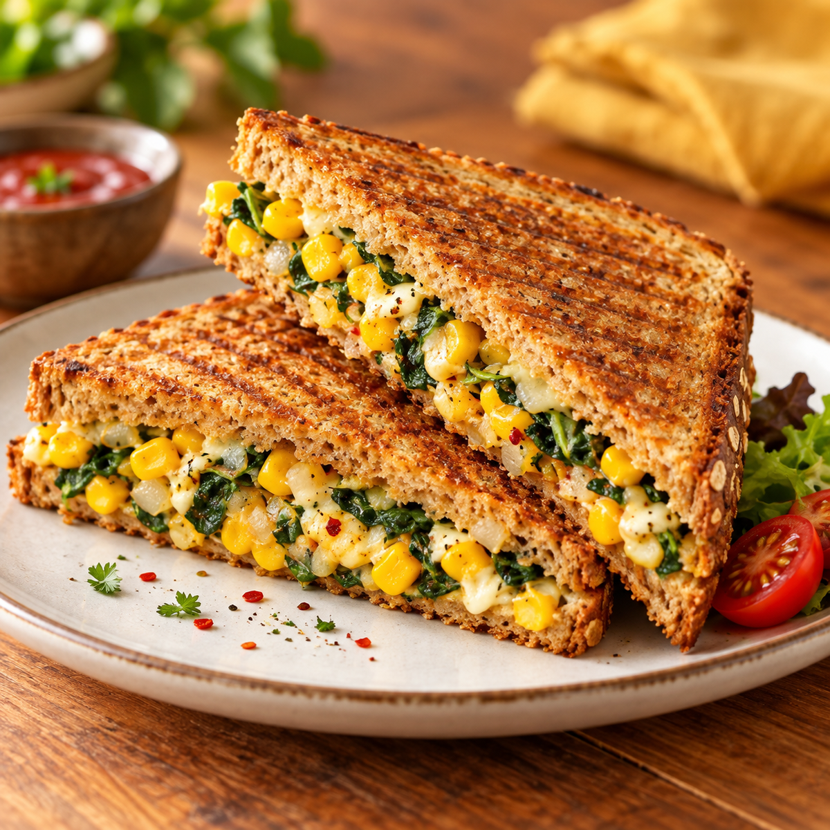 Spinach & Corn Sandwich